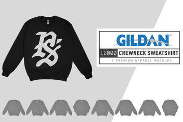 Gildan 12000 Crewneck Sweatshirt Mockups