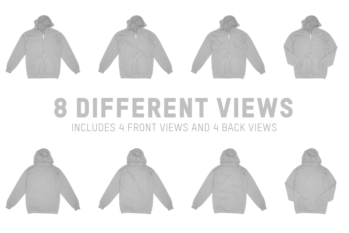 Gildan 18600 Zip Hooded Sweatshirt Mockups