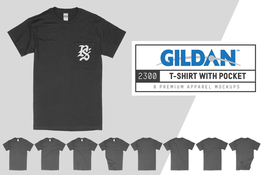 Gildan 2300 T-Shirt With Pocket Mockups