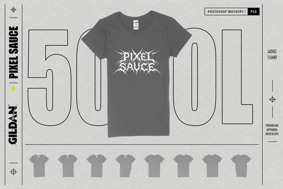 Gildan 5000L Heavy Cotton Ladies T-Shirt Mockups