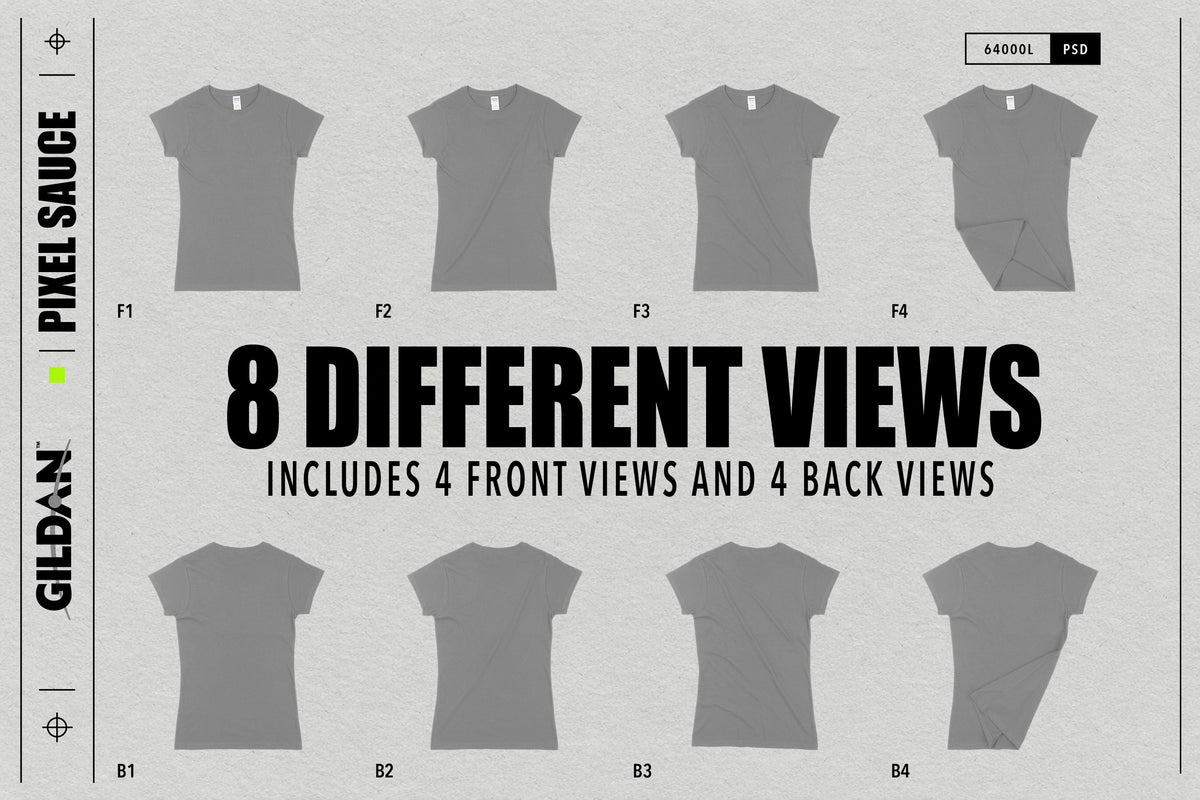 Gildan 64000L Women's Fitted T-Shirt Mockups