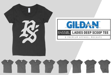 Gildan 64550L Ladies Deep Scoop T-Shirt Mockups
