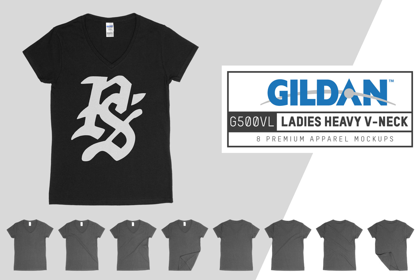 Gildan G500VL Ladies Heavy V-Neck Mockups