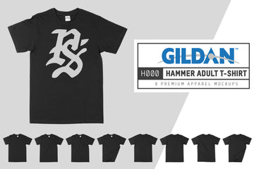 Gildan H000 Hammer Adult T-Shirt Mockups