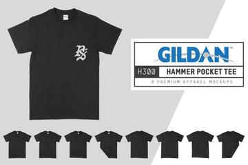 Gildan H300 Hammer Pocket T-Shirt Mockups