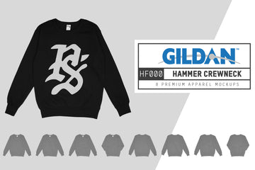 Gildan HF000 Hammer Crewneck Sweatshirt Mockups