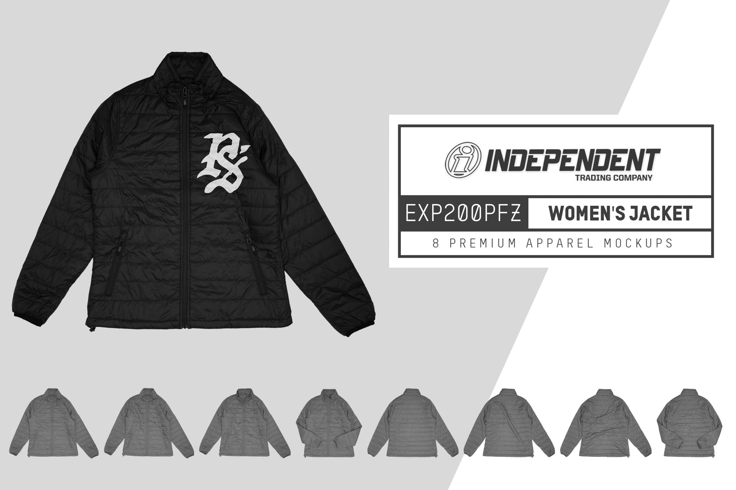 Independent EXP200PFZ Women's Jacket Mockups