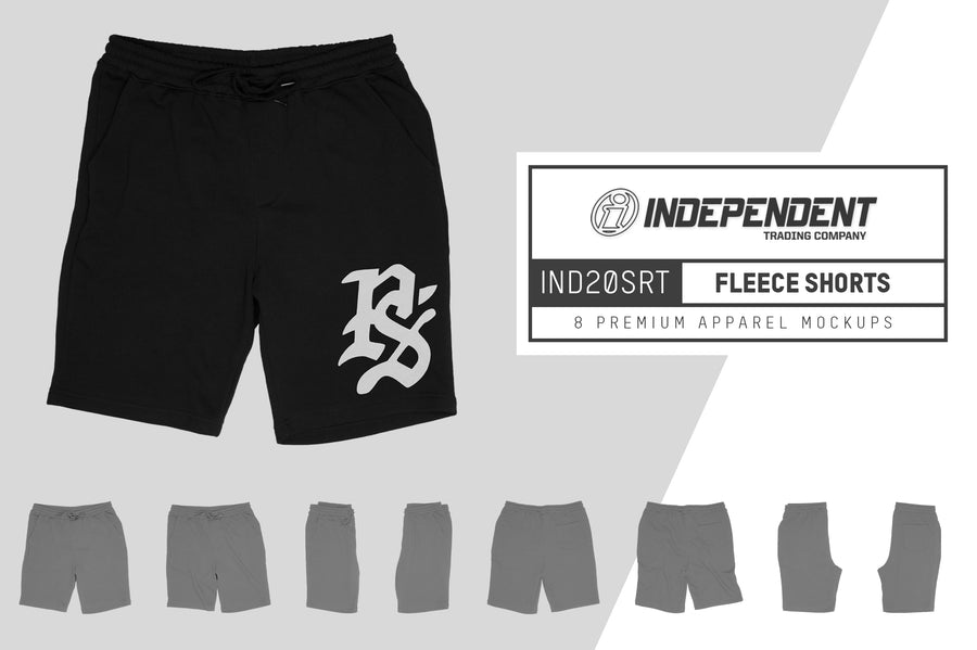 Independent IND20SRT Fleece Shorts Mockups