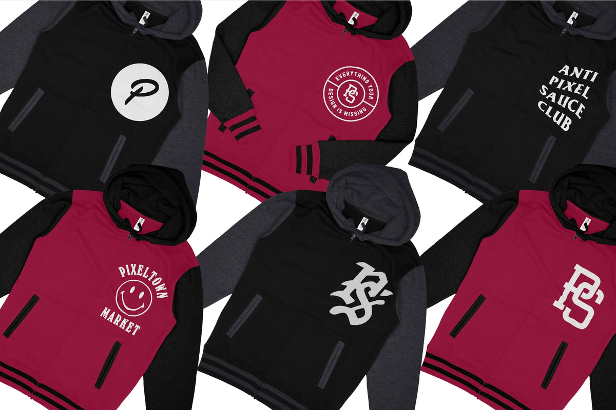 Independent IND45UVZ Varsity Zip Hoodie Mockups