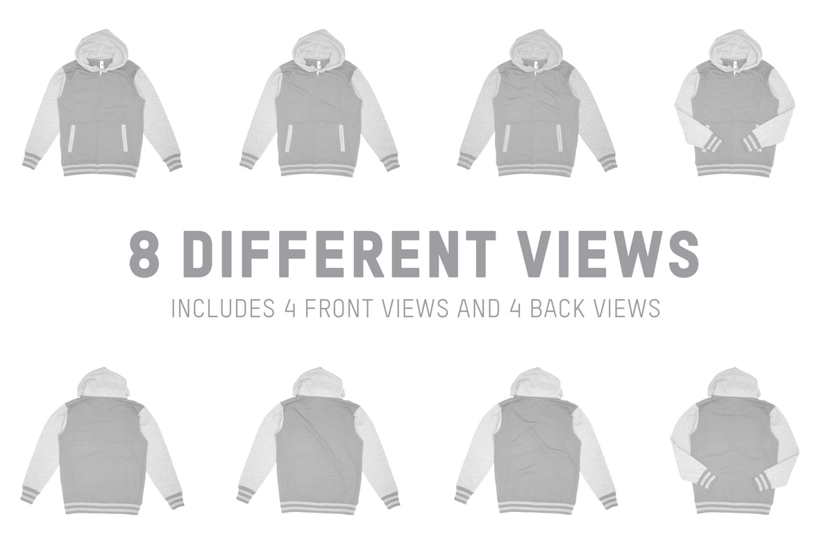 Independent IND45UVZ Varsity Zip Hoodie Mockups
