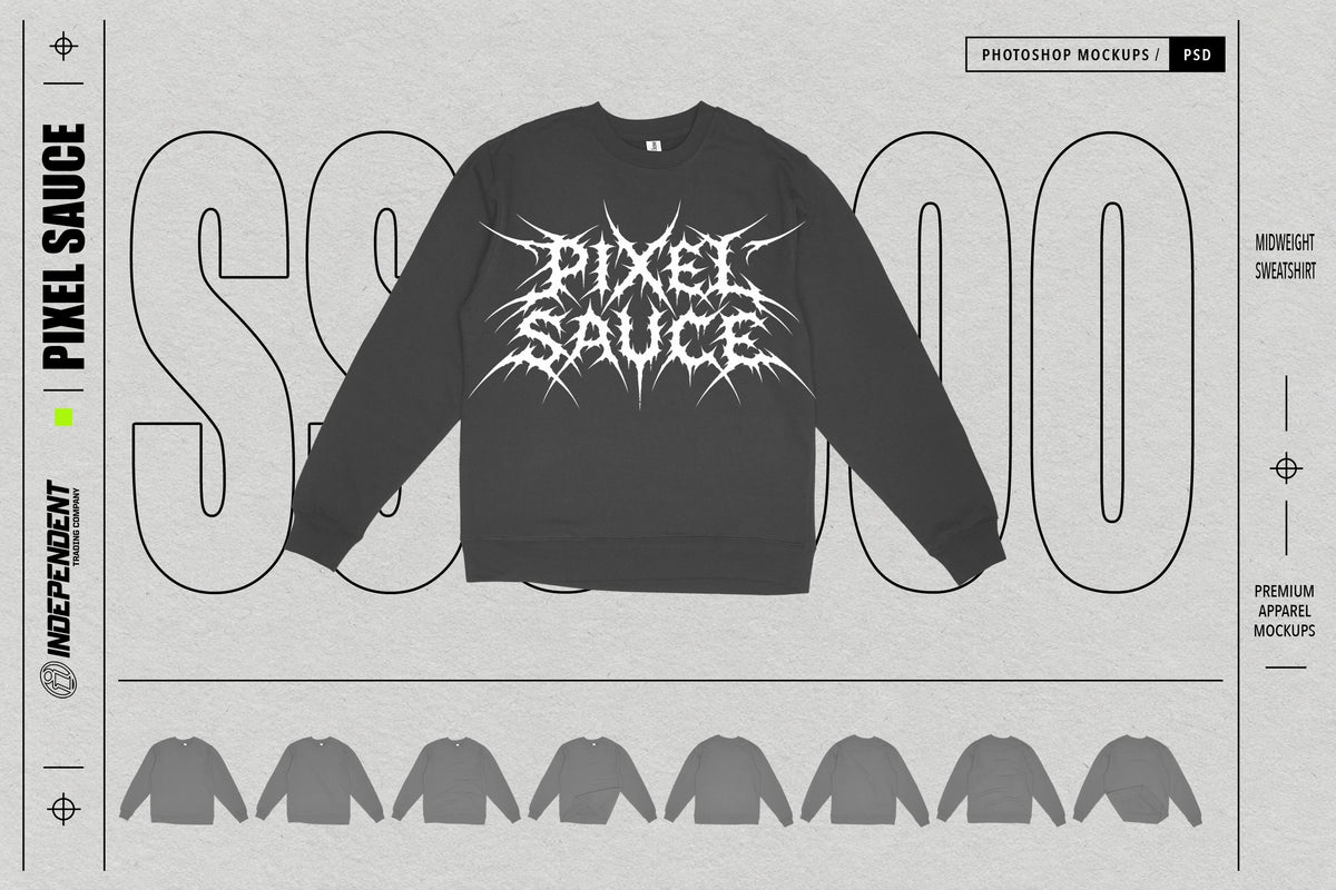 Independent SS3000 Midweight Sweatshirt Mockups