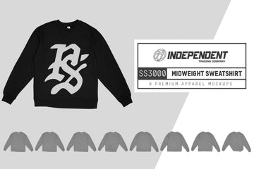 Independent SS3000 Midweight Sweatshirt Mockups