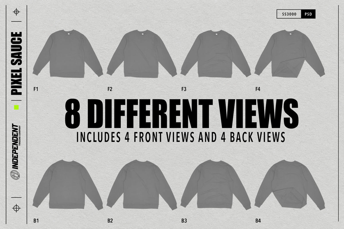 Independent SS3000 Midweight Sweatshirt Mockups