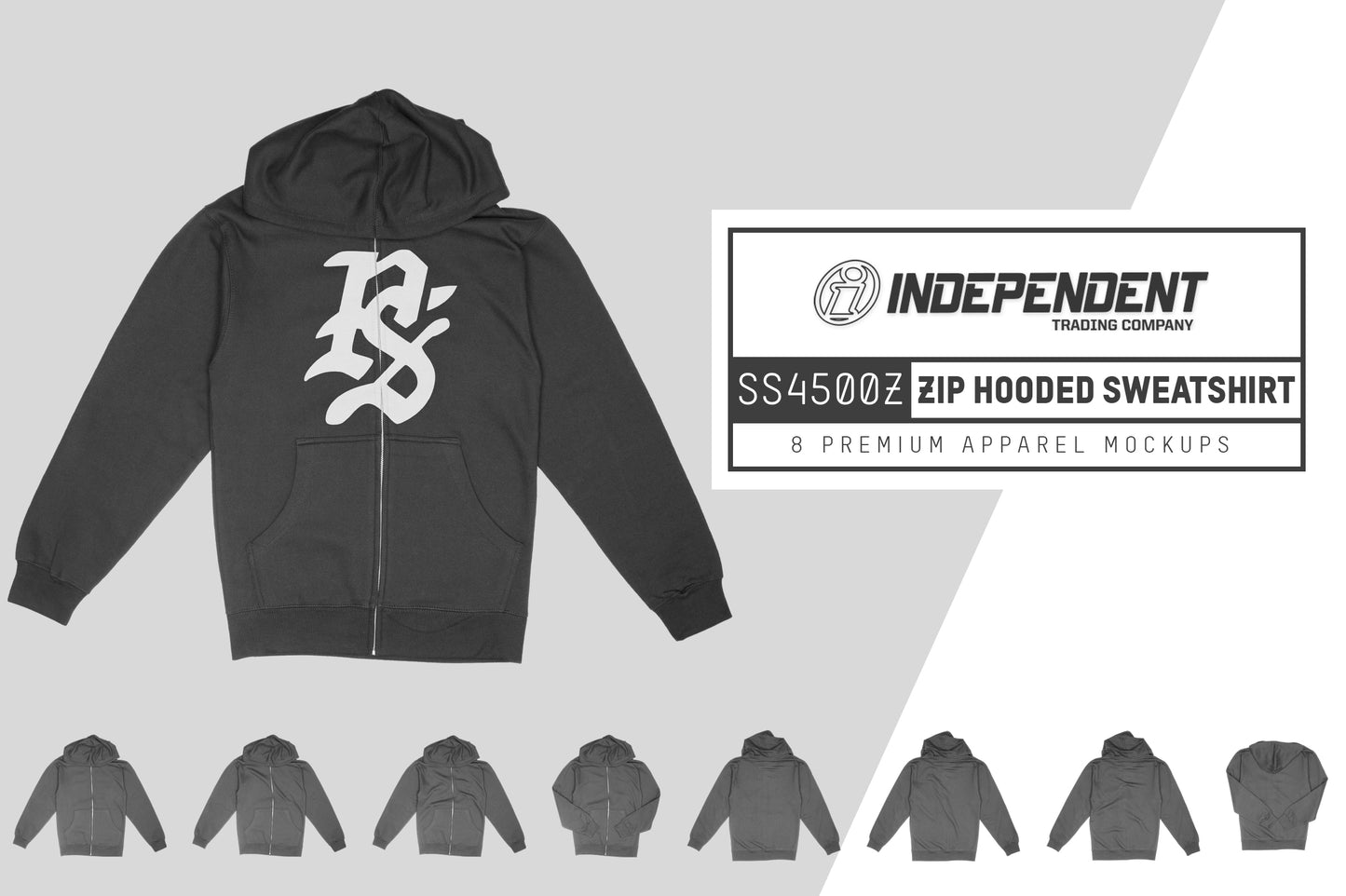 Independent SS4500Z Zip Up Hoodie Mockups