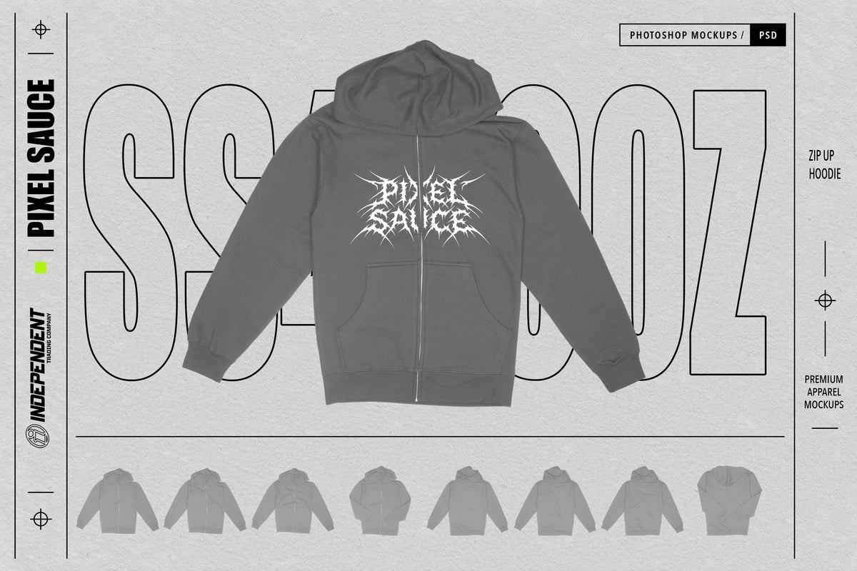 Independent SS4500Z Zip Up Hoodie Mockups