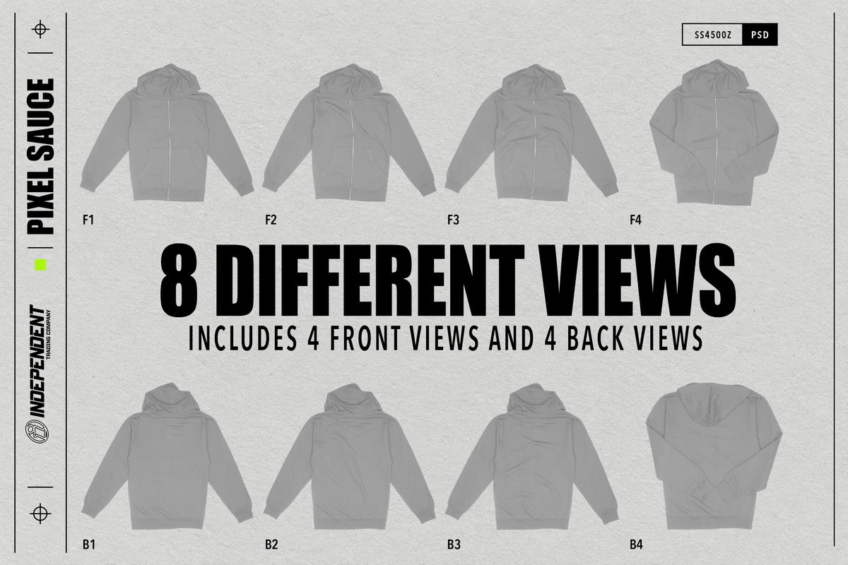 Independent SS4500Z Zip Up Hoodie Mockups