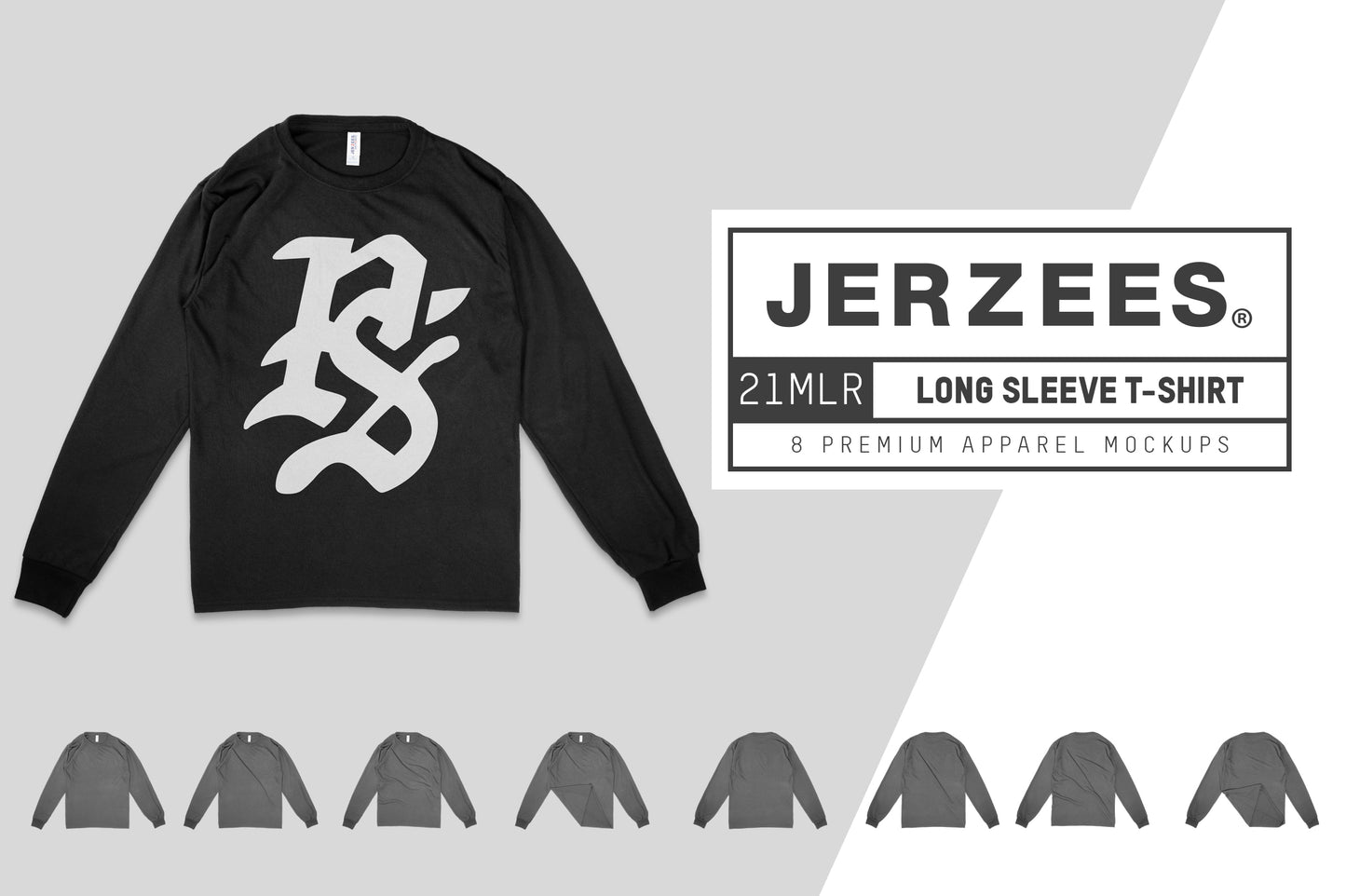 Jerzees 21MLR Long Sleeve T-Shirt Mockups