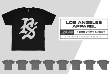 Los Angeles Apparel 1203GD Garment Dye T-Shirt Mockups