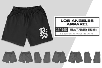 Los Angeles Apparel 1241 GD Heavy Jersey Shorts Mockups
