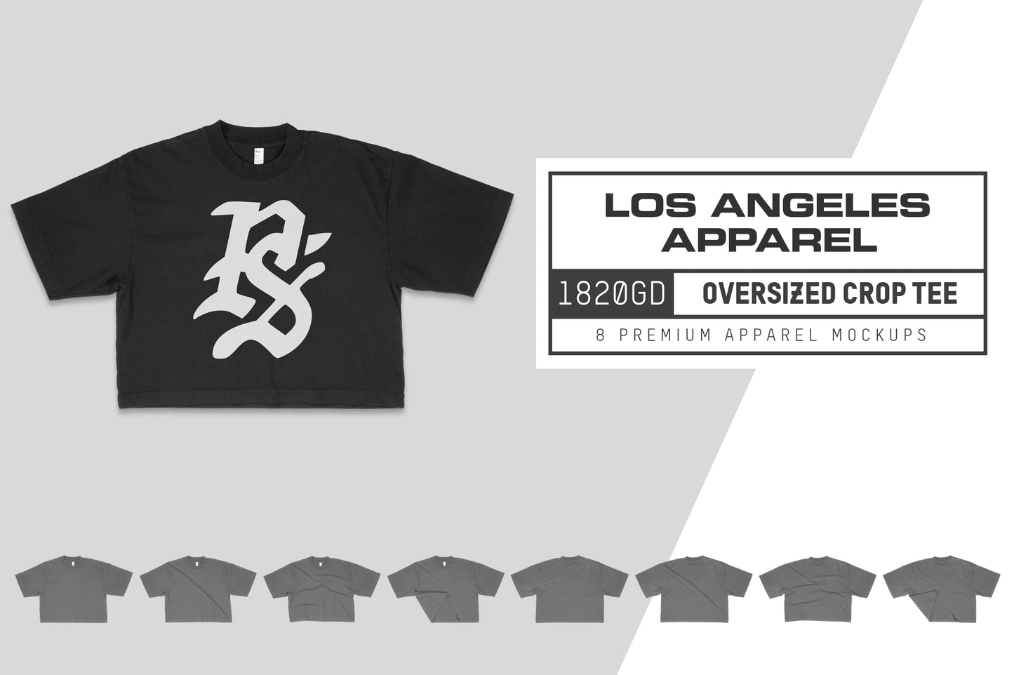 Los Angeles Apparel 1820GD Oversized Crop Tee Mockups