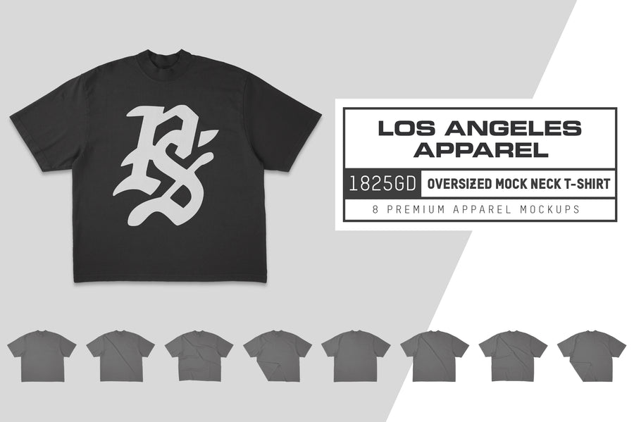 Los Angeles Apparel 1825 Oversized Mock Neck T-Shirt Mockups