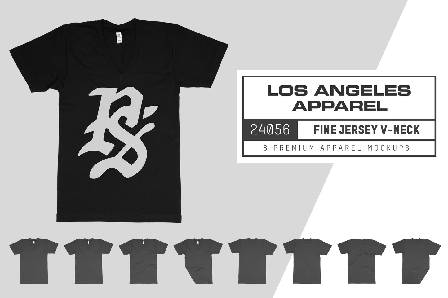 Los Angeles Apparel 24056 V-Neck T-Shirt Mockups