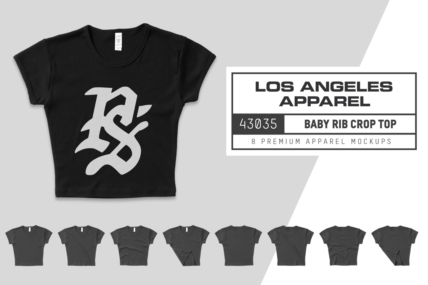 Los Angeles Apparel 43035 Baby Rib Crop Top Mockups