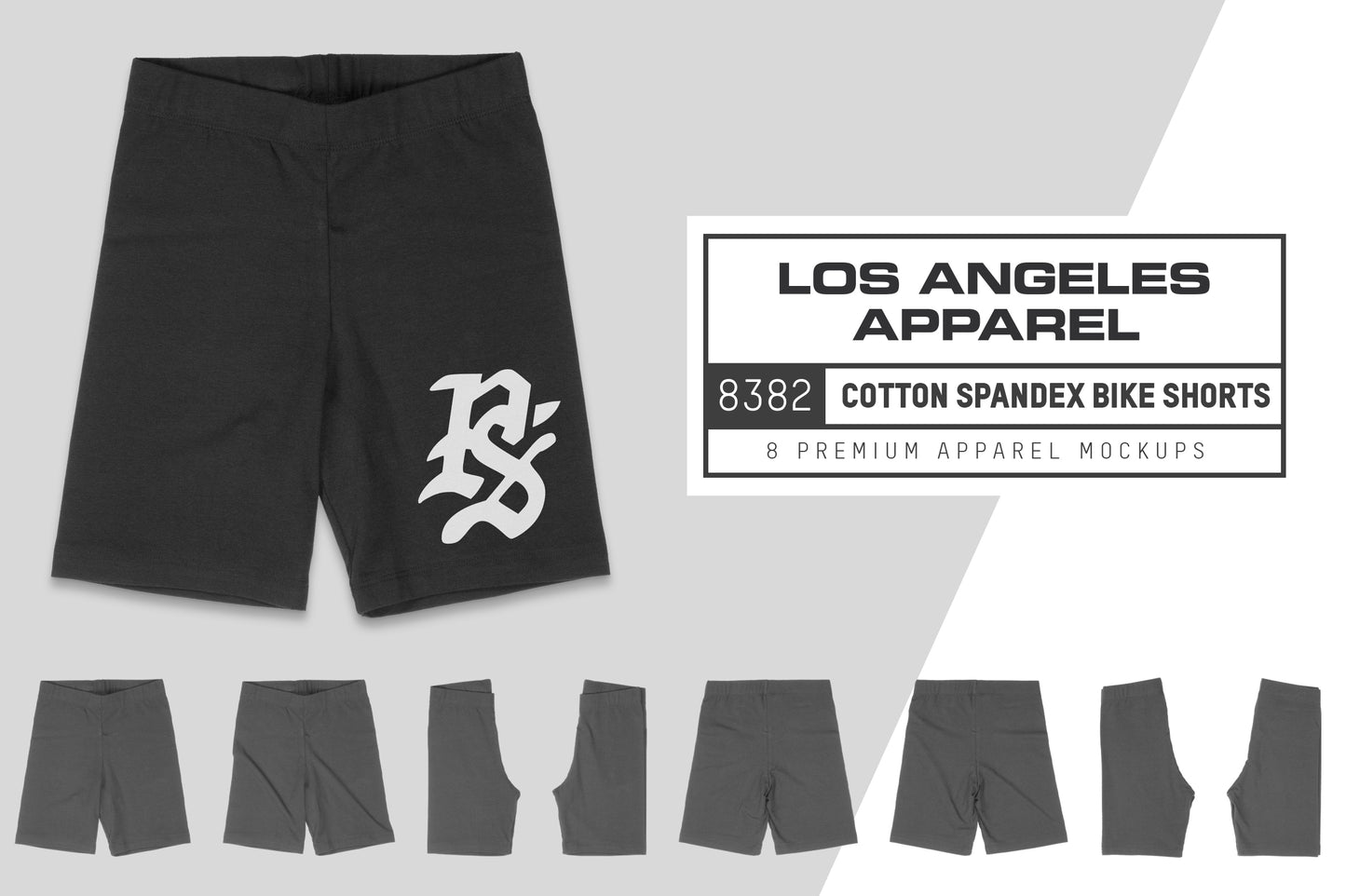 Los Angeles Apparel 8382 Cotton Spandex Bike Shorts Mockups