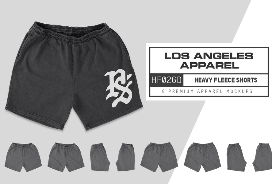 Los Angeles Apparel HF02GD Heavy Fleece Shorts Mockups