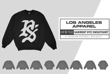 Los Angeles Apparel HF07GD Garment Dye Sweatshirt Mockups