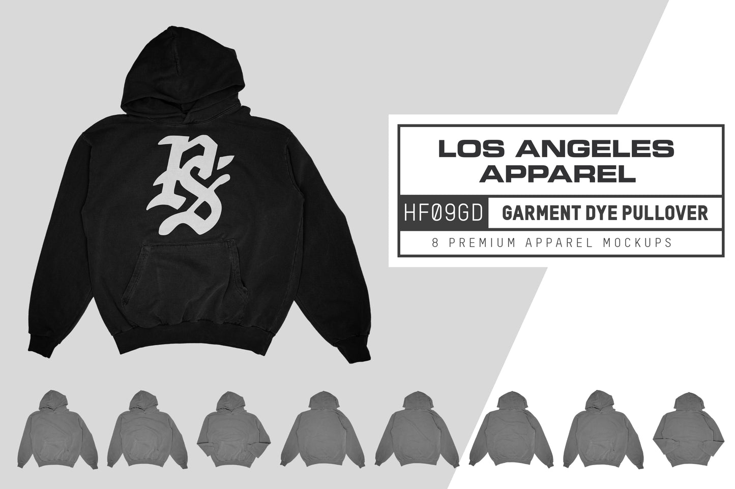 Los Angeles Apparel HF09GD Garment Dye Pullover Mockups