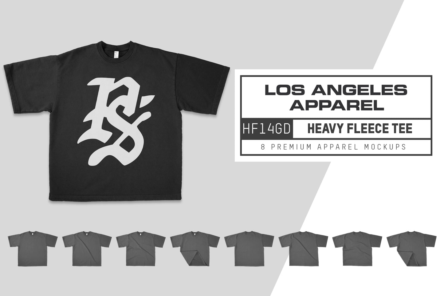 Los Angeles Apparel HF14GD Heavy Fleece Tee Mockups