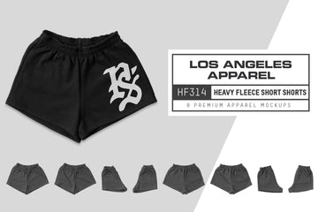 Los Angeles Apparel HF314 Heavy Fleece Short Shorts Mockups