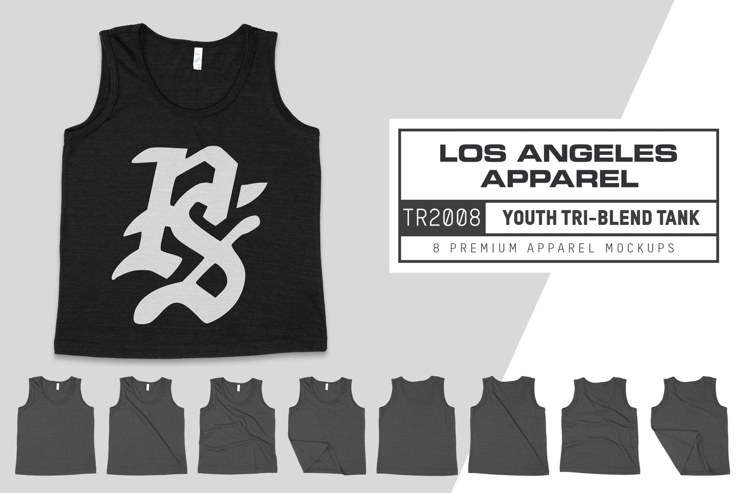 Los Angeles Apparel TR2008 Youth Tri-Blend Tank Mockups