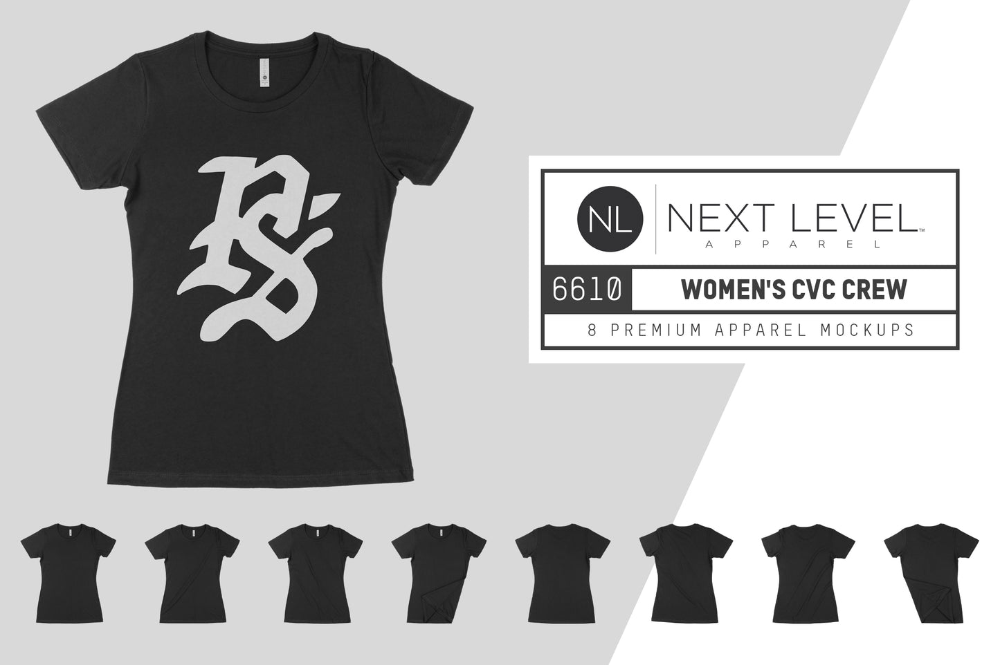 Next Level 6610 Women's CVC Crew T-Shirt Mockups