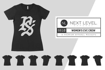 Next Level 6610 Women's CVC Crew T-Shirt Mockups