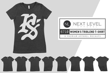 Next Level 6710 Women's Triblend T-Shirt Mockups