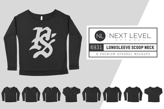 Next Level 6931 Longsleeve Scoop T-Shirt Mockups