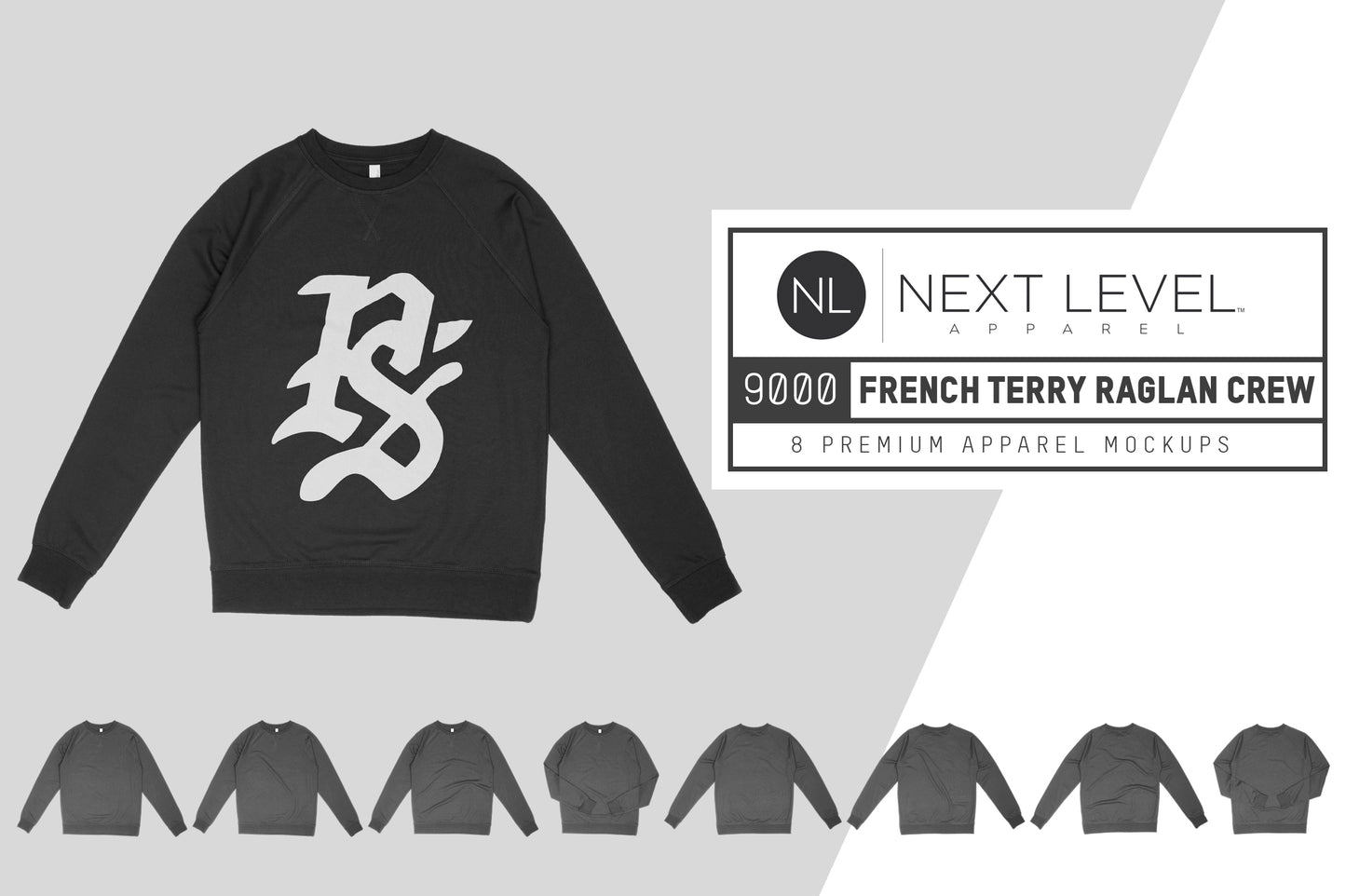 Next Level 9000 French Terry Raglan Mockups