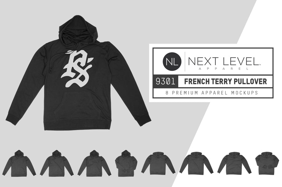 Next Level 9301 French Terry Hoodie Mockups