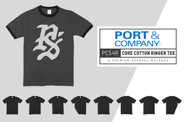 Port & Company PC54R Core Ringer T-Shirt Mockups