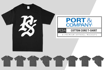 Port & Company 54 Core Cotton T-Shirt Mockups
