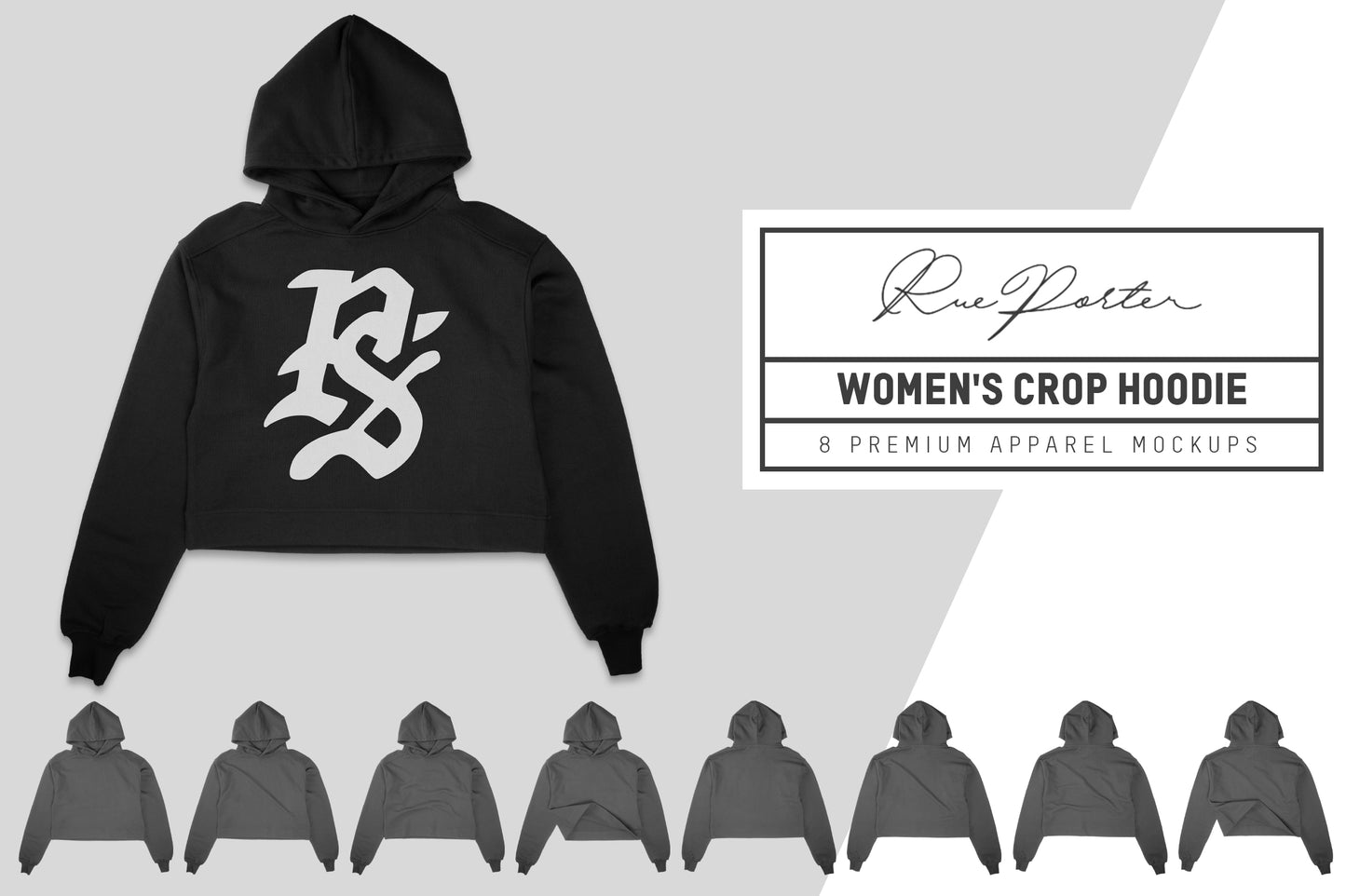 Rue Porter Women's Crop Hoodie Mockups