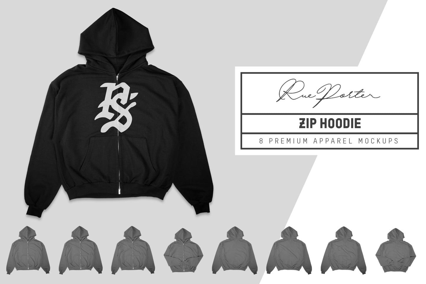 Rue Porter Zip Hoodie Mockups