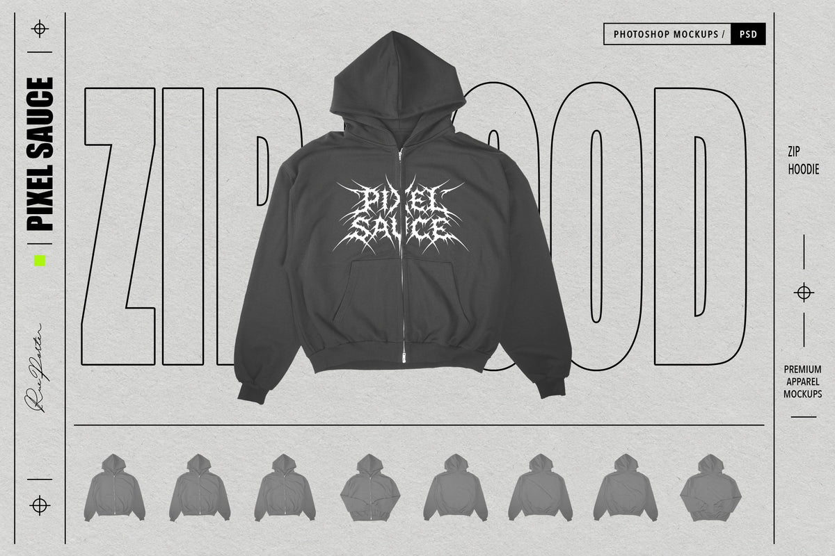 Rue Porter Zip Hoodie Mockups