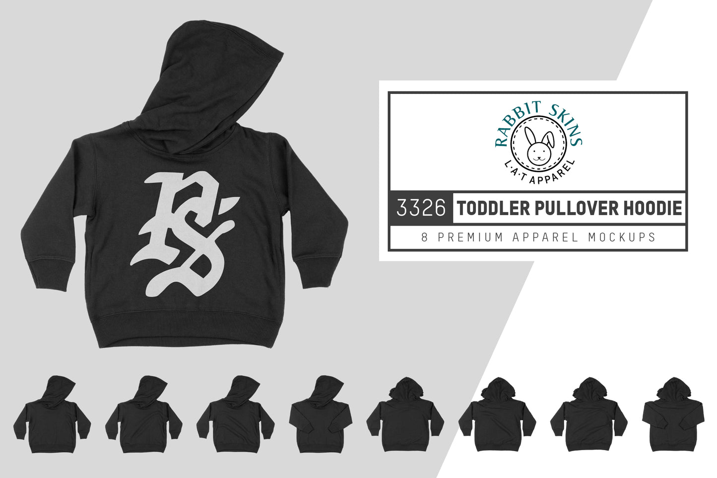 Rabbit Skins 3326 Toddler Hoodie Mockups