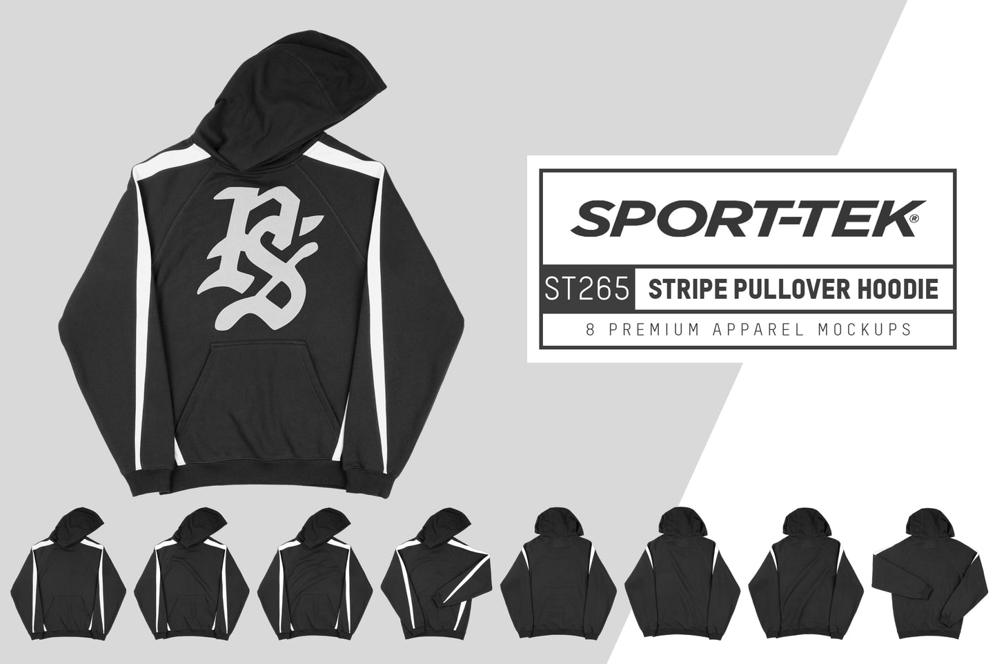 Sport Tek ST265 Stripe Hoodie Mockups