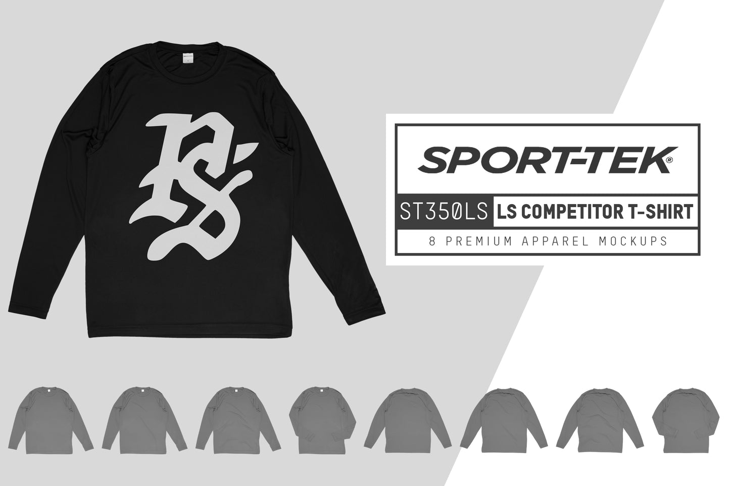 Sport-Tek ST350LS Long Sleeve Competitor T-Shirt Mockups