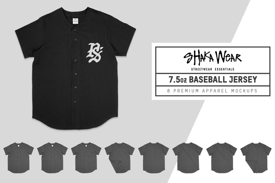Shaka Wear 7.5oz Baseball Jersey Mockups