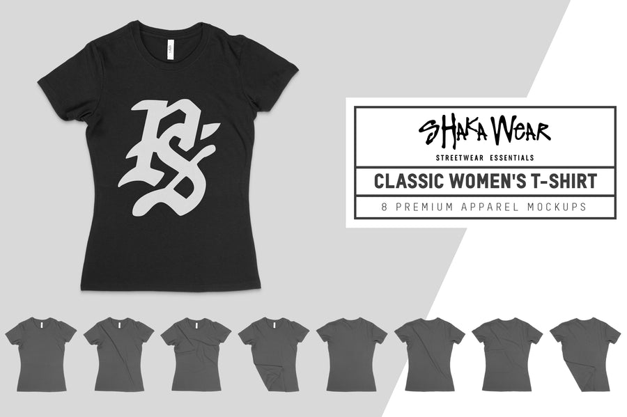 Shaka Wear Classic Women's T-Shirt Mockups – Pixel Sauce